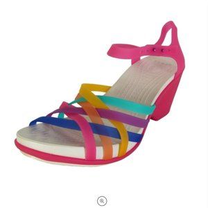 Crocs Womens Huarache Wedge Sandal Shoes, Multi/Candy